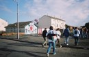 Walking By Mural  * Everyone walking next to one of the Loyalist murals. * 1536 x 1002 * (408KB)